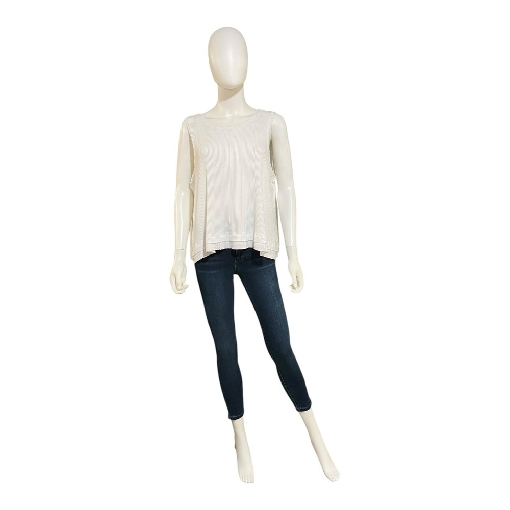 Free People Painted White Oversized Ribbed Tank, S